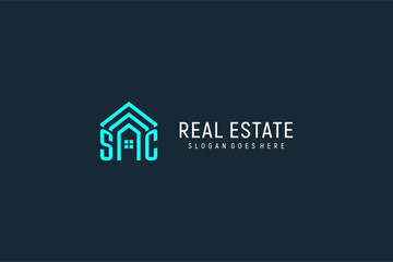 Initial letter SC roof logo real estate with creative and modern logo style