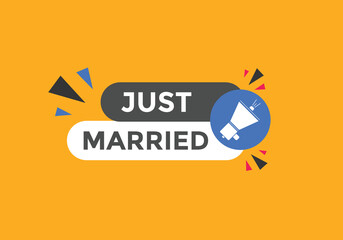 Just married Colorful label sign template. Just married symbol web banner
