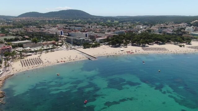 Santa Ponsa beautiful panoramic view of a beach in the seacost of the island of Mallorca. Consept of holiday, summer, relax and enjoy	
