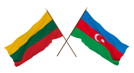 Background, 3D render for designers, illustrators. National Independence Day. Flags Lithuania and Azerbaijan
