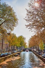 Travel Destinations. People Having Romantic Amsterdam River Canal Boat Cruises in Amsterdam in The Netherlands