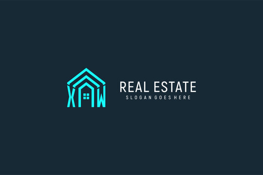 Initial letter XW roof logo real estate with creative and modern logo style