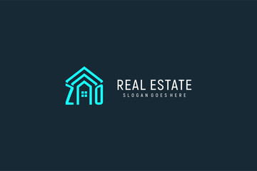 Initial letter ZO roof logo real estate with creative and modern logo style - obrazy, fototapety, plakaty