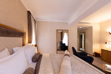 Interior of a luxury hotel bedroom