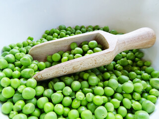 Harvested fresh green peas for cooking