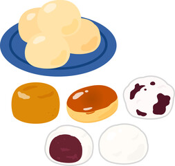 いろいろな饅頭のイラストセット