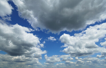 beautiful blue sky with clouds on bright sunny day for abstract background