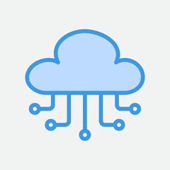 Cloud computing icon in blue style, use for website mobile app presentation