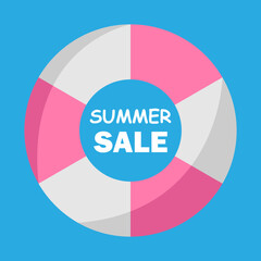 The inscription summer sale in the lifebuoy