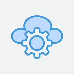 Settings icon in blue style about cloud computing, use for website mobile app presentation