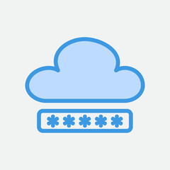 Password icon in blue style about cloud computing, use for website mobile app presentation