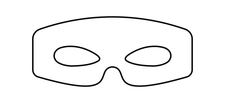 recommend clip art: Mask bandit or superhero carnival or villain line art vector icon.