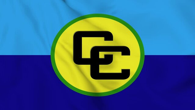 CARICOM  flag seamless closeup waving animation.  
