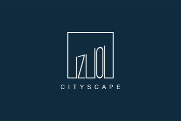 Initials ZO logo with modern minimal elegant square line and abstract building - obrazy, fototapety, plakaty