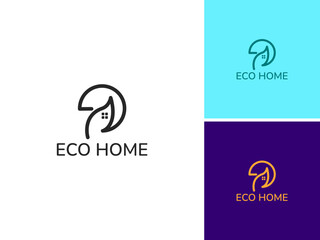 ILLUSTRATION LEAF HOUSE. ECO HOME LOGO MODERN DESIGN VECTOR