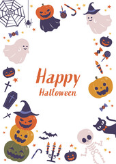 Fototapeta premium ハロウィン カボチャとオバケの背景