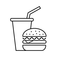 Hamburger and soda takeaway. Fast food icon. Vector graphic illustration. Suitable for website design, logo, app, and ui