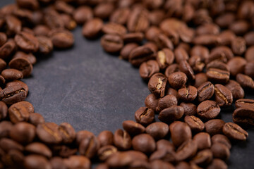 coffee beans on the wooden background