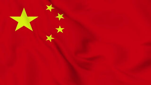 china  flag seamless closeup waving animation. 