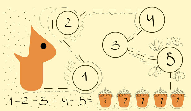 Squirrel reward program  5 steps circles  illustration 