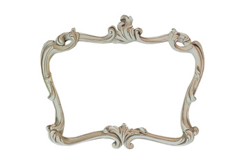 Vintage silver frame for paintings, mirrors or photo on white background