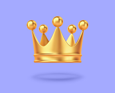Golden crown isolated on blue background