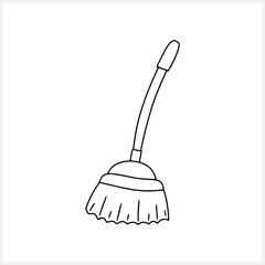 Doodle broom icon isolated Hand drawn cleaning service Sketch halloween vector stock illustration EPS 10