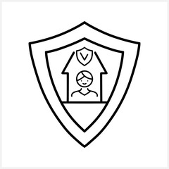 Shield safety icon isolated. People flat clp art. Vector stock illustration. EPS 10
