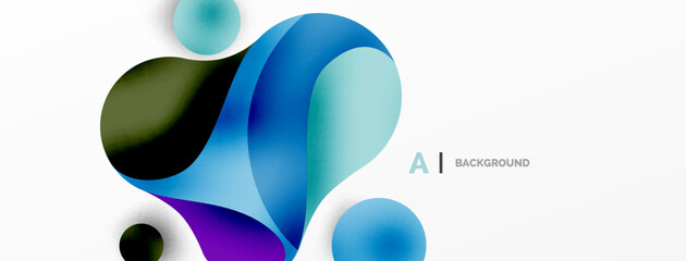 Flowing geometric shapes minimalist abstract background. Round shapes and circles. Wallpaper for concept of AI technology, blockchain, communication, 5G, science, business