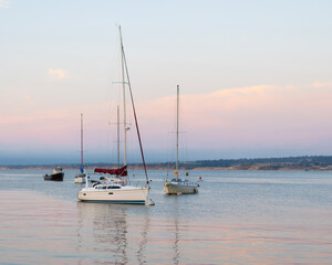Fototapeta premium boats at sunset