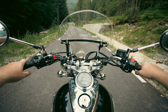 The view over the handlebars of motorcycle © erika8213