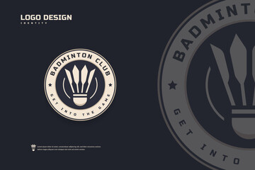 Badminton club logo, Badminton tournament emblems template. Sport team identity, Abstract badge design vector illustrations