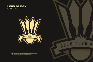 Badminton club logo, Badminton tournament emblems template. Sport team identity, Abstract badge design vector illustrations
