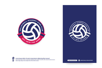 Volleyball club logo, Volleyball tournament emblems template. Sport team identity, E-Sport badge design vector illustrations