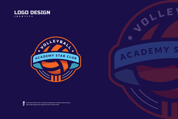 Volleyball club logo, Volleyball tournament emblems template. Sport team identity, E-Sport badge design vector illustrations
