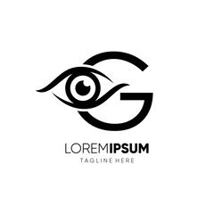 Letter G Initial Eye Logo Design Icon Vector Graphic Emblem Illustration 