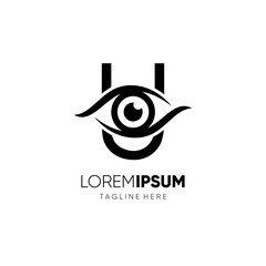 Letter U Initial Eye Logo Design Icon Vector Graphic Emblem Illustration 