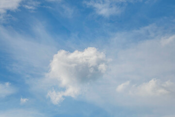 Soft white cloud cover in the blue sky
