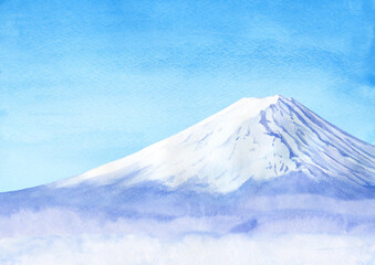 富士山　水彩画イラスト