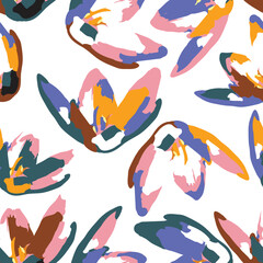 seamless plants pattern background with abstract multicolour flowers , greeting card or fabric