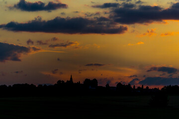 sunset over the village