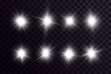 White transparent stars light effect. Starlight effect, flare.