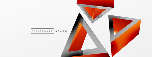 3d triangle abstract background. Basic shape technology or business concept composition. Trendy techno business template for wallpaper, banner, background or landing