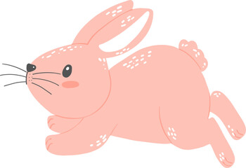 cute bunny rabbit pink flat design cartoon animal 