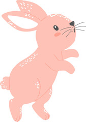 cute bunny rabbit pink flat design cartoon animal 