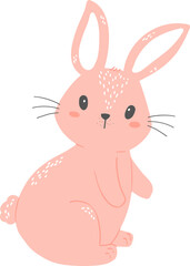 cute bunny rabbit pink flat design cartoon animal 