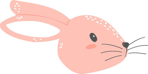 cute bunny rabbit pink face head flat design cartoon animal 