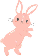 cute bunny rabbit pink flat design cartoon animal 