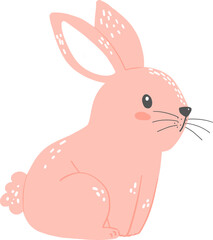 cute bunny rabbit pink flat design cartoon animal 