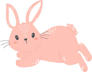 cute rabbit pink flat design cartoon animal 